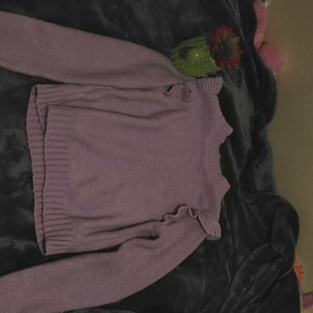 Purple Sweater with Ruffle Sleeves